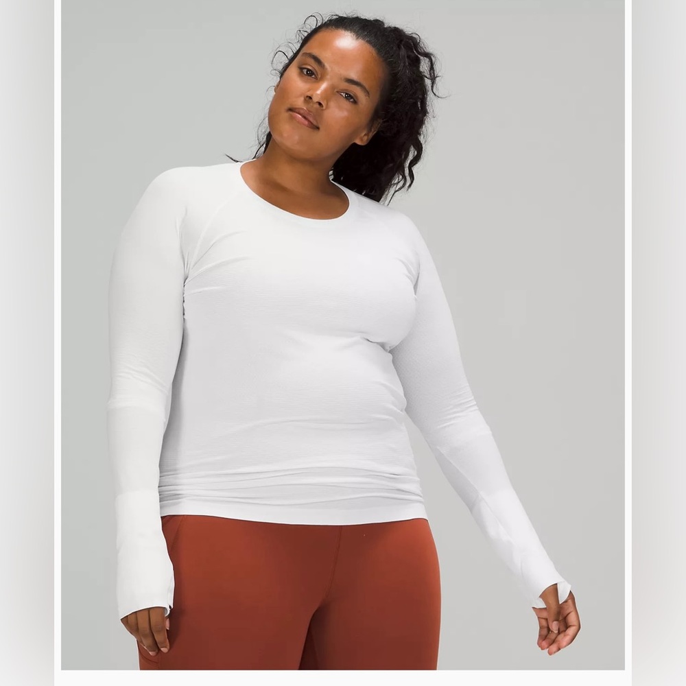 Lulu Lemon White Swiftly Tech along Sleeve